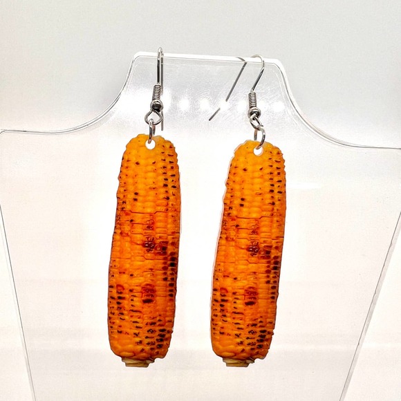 Grilled Corn Cob Earrings - Party Earrings - Vegetable Earrings - Game Day Ear - Picture 1 of 8